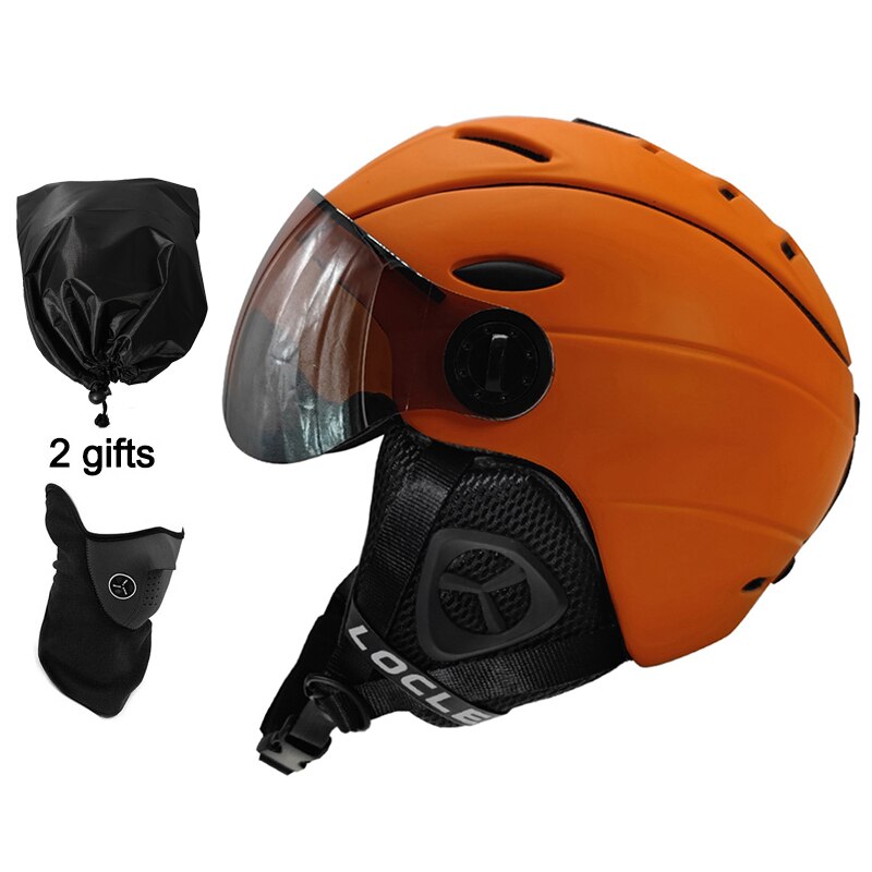 LOCLE CE-Zertifizierung Brille Skihelm In-Mold-Skihelm mit Brille Snowboard-/Skateboardhelm 5 Farben M/L/XL