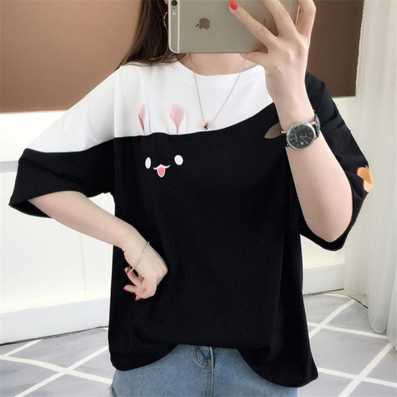 Ropa Kawaii, Camisetas a la moda coreana para Mujer, Tops bonitos, Camisetas rosadas para chica, Ropa de Mujer, Blusas 2022, camiseta Y2k de Anime de verano