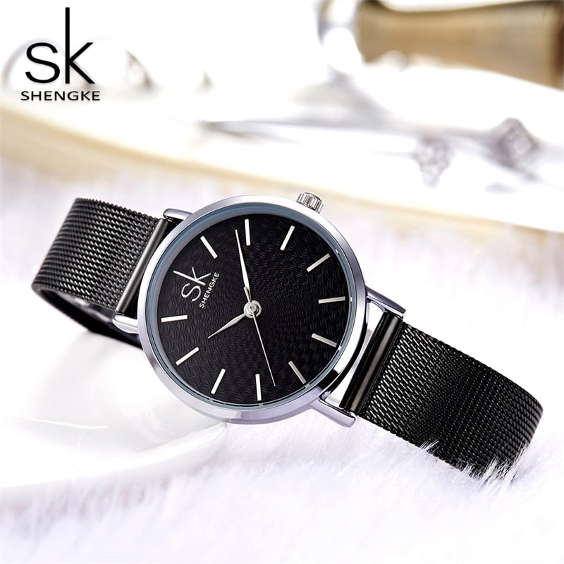 Shengke New Fashion Women Golden Wrist Watches MILAN Sttrap Clock Snap Luxury Female Jewelry Ladies Wristwatch Relogio Feminino