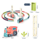 Kids Domino Train Car Set Sound Light Automatic Laying Domino Brick Colorful Dominoes Blocks Game Educational DIY Toy Gift