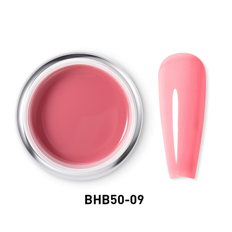 Beautilux Hard Builer Nail Art Gel Rosa Claro Lechoso Camuflaje Autonivelante UV Gel Francés Blanco Geles Esmalte de uñas 50g