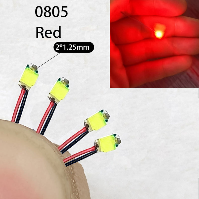 40Pcs/Lot 0402 0603 0805 1206 Led SMD Wire For Model Train HO N OO Scale Red Black Line Pre-soldered Micro Litz Diorama Railway