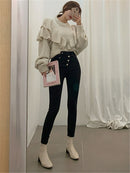 Alien Kitty 2022 New Spring Korean Style Loose Sweater Women Solid Knitted Pullovers Winter Warm Sweaters Femme