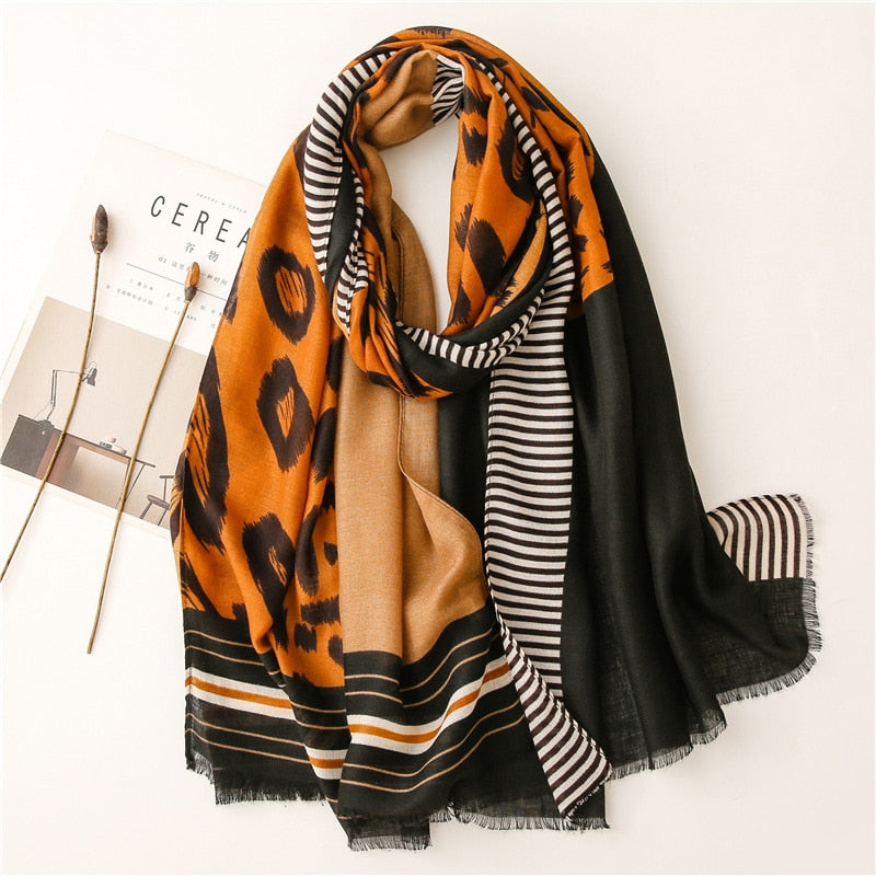 2021 Fashion Women Gradient Leopard Print Scarf Soft Pretty Big 180*100cm Leopard Stole Thin Warm Large Shawls cachecol Wraps