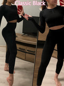 Women's Sets Skinny Tracksuit Breathable Bra Long Sleeve Top Seamless Outfits High Waist Push Up Leggings Gym Clothes Sport Suit