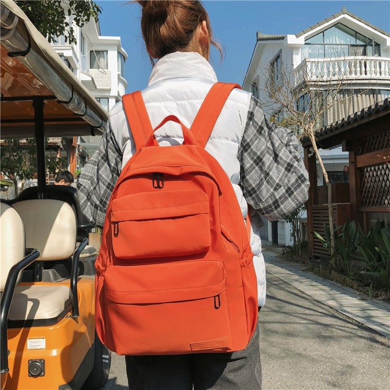 Mochila HOCODO de Color sólido para mujer, mochila de viaje con varios bolsillos de nailon impermeable 2021, mochila escolar de gran capacidad para adolescentes