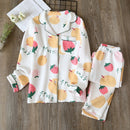 Japanese new style autumn and winter long-sleeved trousers, pure cotton air cotton, warm ladies pajamas, home service sleepwear