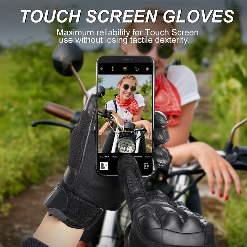 Touchscreen Leder Motorradhandschuhe Motocross Moto Motorrad Pitbiker Enduro Schutzausrüstung Racing Vollfingerhandschuh Herren