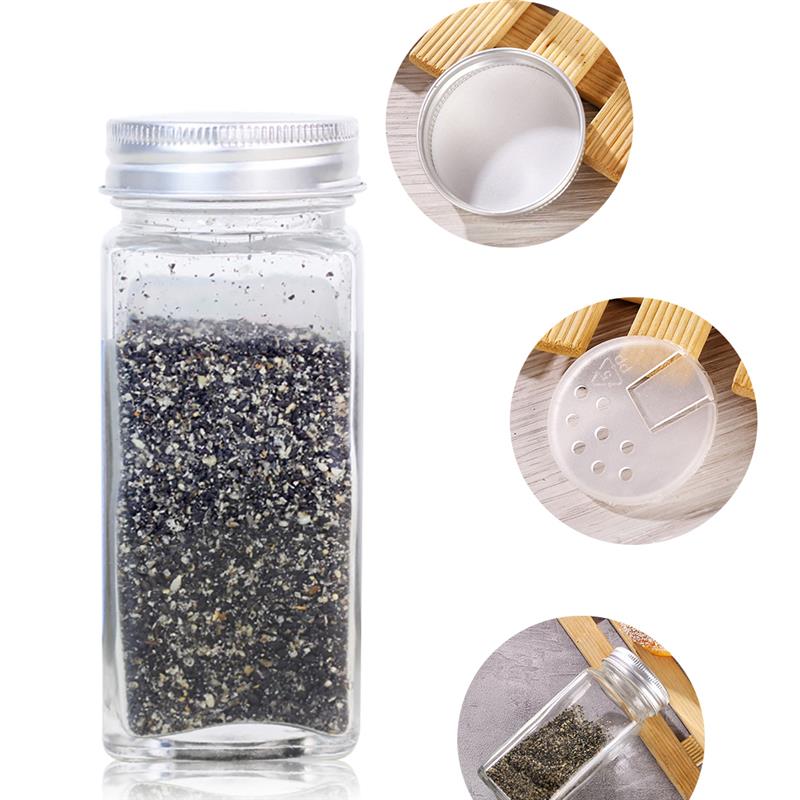 3-12PCS Set Seasoning Jar Square Glass Container Seasoning Bottle Kitchen Outdoor Camping Seasoning Container Glass Sealed Jar