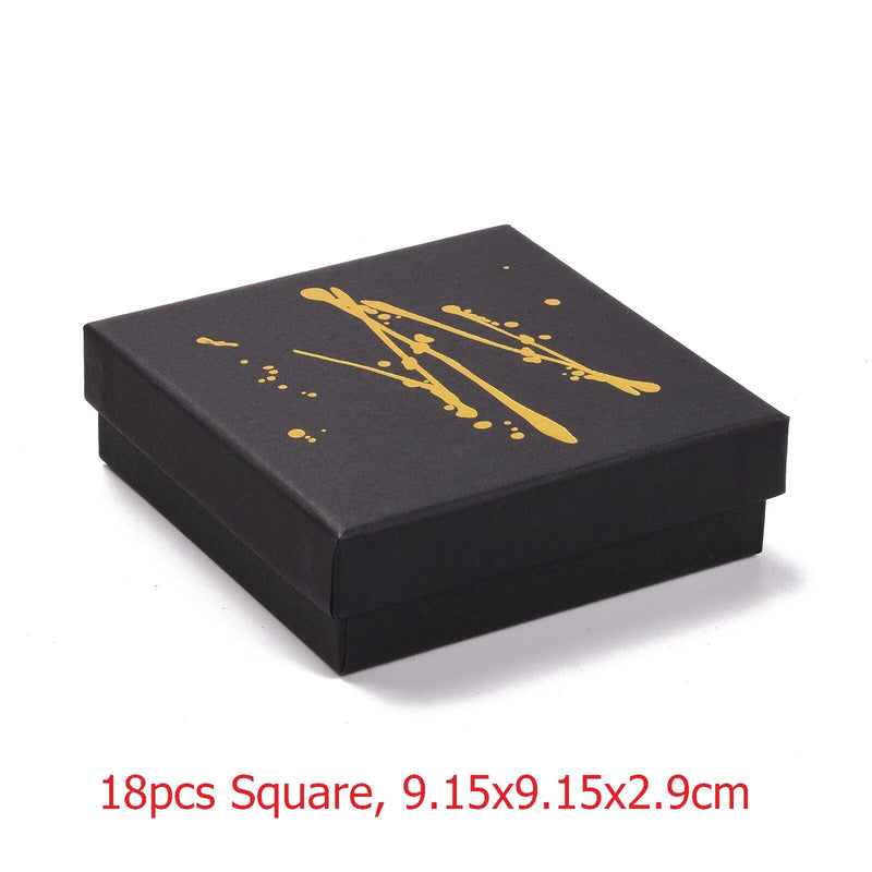 Square/Rectangle Jewelry Organizer Box For Earrings Necklace Bracelet Display Gift Box Holder Packaging Cardboard Boxes Black