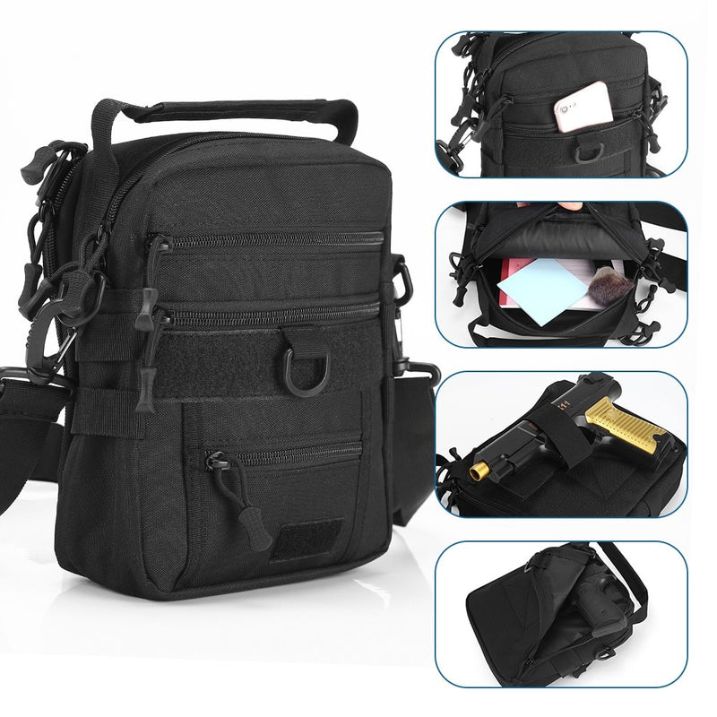 Tactical Gun Bag Pistol Carry Pouch Military Handgun Shoulder Sling Bag Gun Holster Pouch Messenger Bag Adjustable EDC Tool Pack