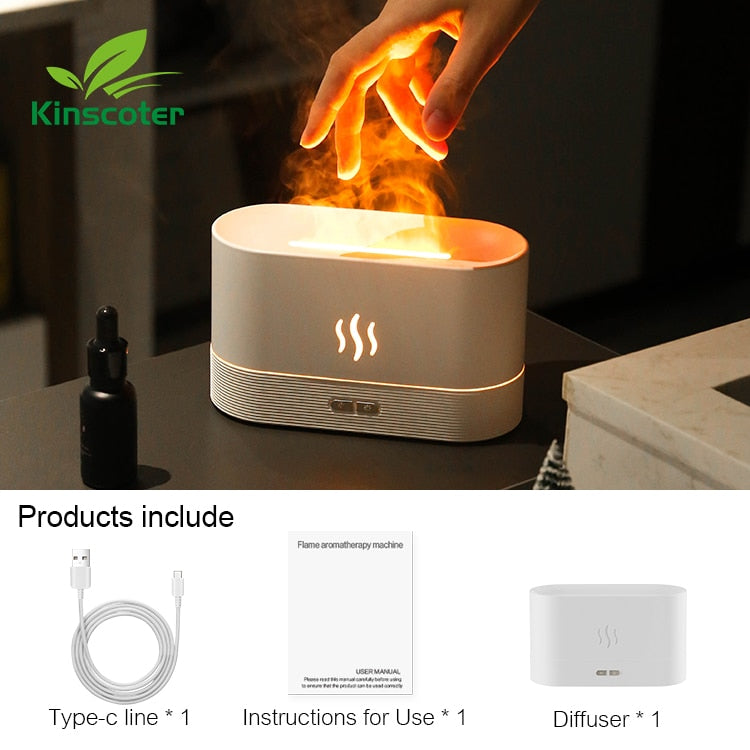 Kinscoter Aroma Diffusor Luftbefeuchter Ultraschall Cool Mist Maker Fogger Led Ätherisches Öl Flamme Lampe Diffusor