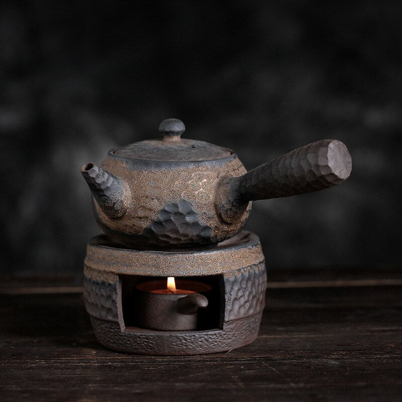 Grobe Keramik warmer Teekocher im japanischen Stil, handgefertigt, Vintage-Teewärmer, Teekanne, Keramik, Kung-Fu-Tee-Set, warmes Tee-Set