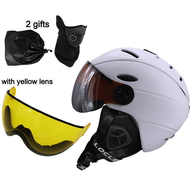 LOCLE CE Certification Glasses Ski Helmet In-mold Skiing Helmet With Goggles Snowboard/Skateboard Helmet 5 Colors M/L/XL