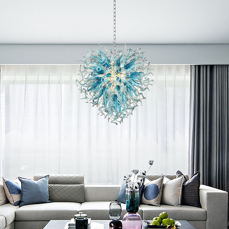 Luxury Chandelier Lighting LED Indoor Home Hanging Lights Hand Blown Glass Chandeliers for Living Room