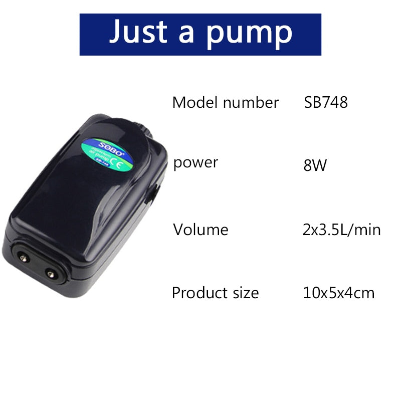 SOBO High Power 8w 12w Fish Tank Oxygen Air Pump Fish Aquarium Air Compressor Adjustable Air Flow Oxygen Pump For Fish