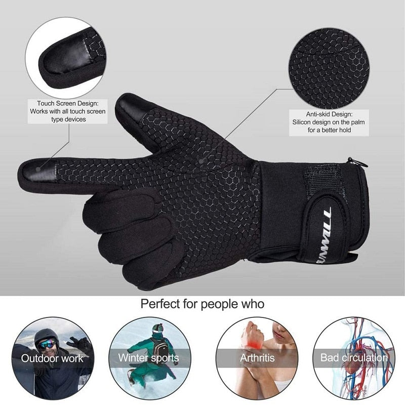 Winter Warm Radfahren Beheizte Handschuhe Liner Wiederaufladbare Batterie für MTB Reiten Skifahren Wandern Motorradhandschuhe Männer Frauen 2021