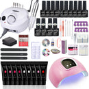 Nail Set Manicure Set With 114W/120W/54W Led Nail Lamp 35000RPM Nail Drill Machine 20/10 Colour Poly Extension Nail Gel Set
