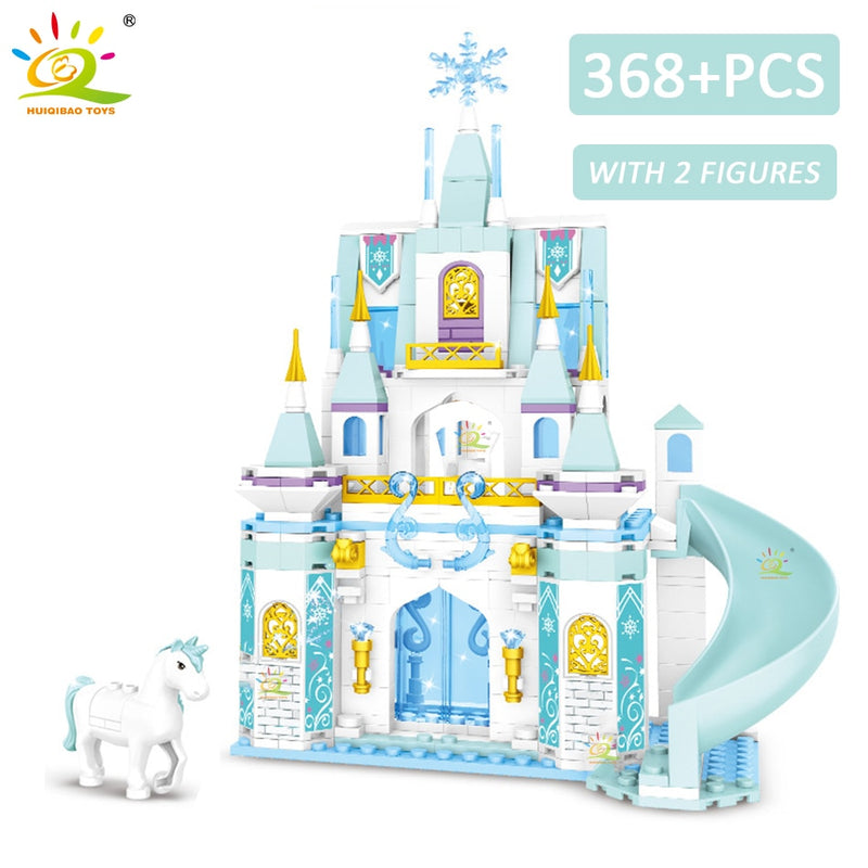 HUIQIBAO amigos Castillo de hielo princesa reina bloques de construcción conjunto de ladrillos modulares para niñas casa Palacio niños juguetes de construcción