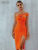 Adyce White Blue Bodycon Bandage Dress Women 2022 Summer Sexy Elegant Black One Shoulder Strapless Celebrity Runway Party Dress