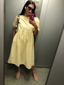 Women Long Dress 2023 Summer Casual O-neck Puff-Sleeve Oversize Dots Elegant Female Dress Ladies Loose Vestidos Femme 9941