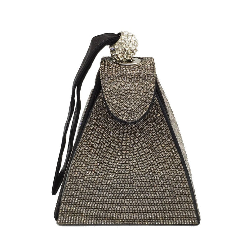 Boutique De FGG Pyramid Shape Crystal Clutch Evening Bags for Women Formal Party Rhinestone Purse Bridal Wedding Handbags