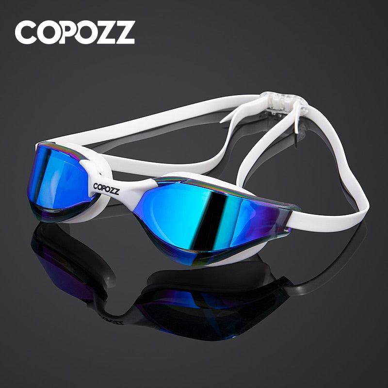 COPOZZ profesional impermeable chapado claro doble antivaho gafas de natación Anti-UV hombres mujeres gafas de natación con estuche