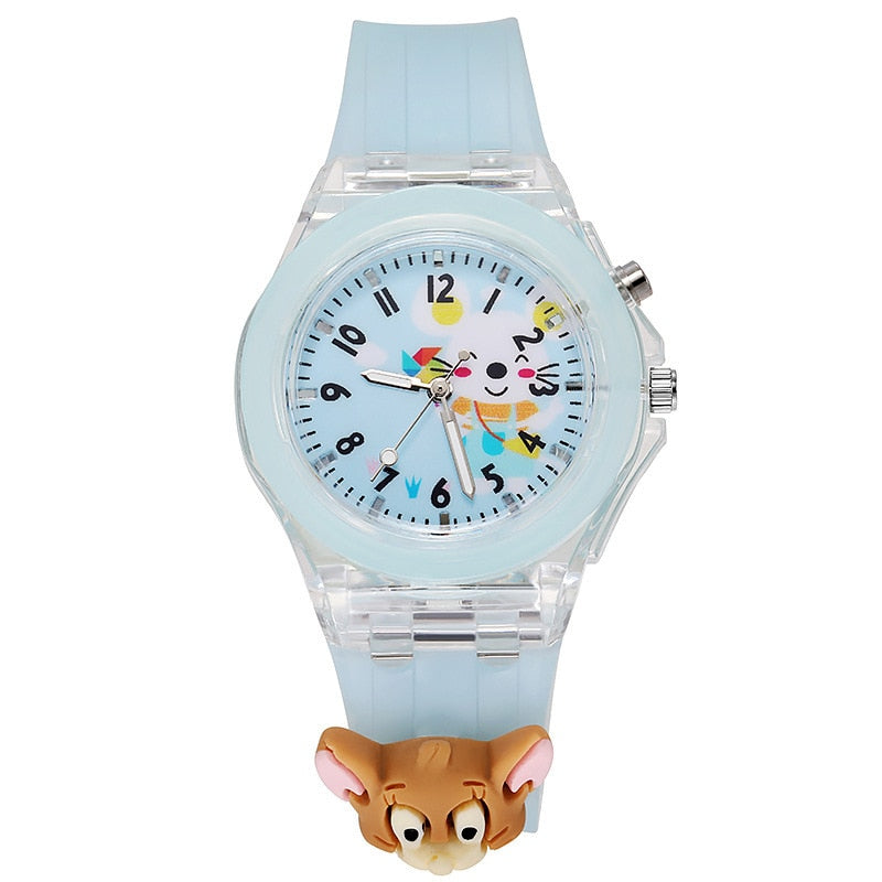 Reloj de Frozen de Disney, reloj luminoso de princesa Aisha para niños, reloj de luces de colores de silicona para estudiantes, regalos para niñas, relojes para niños