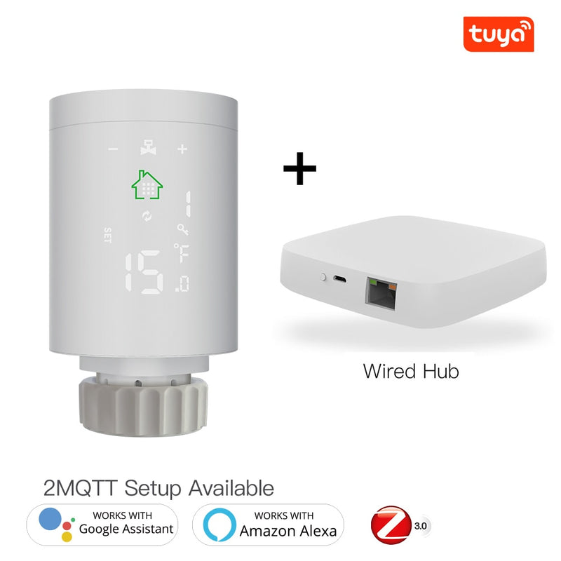 Moes ZigBee3.0 Radiator Actuator Programmable Thermostatic Valve Tuya Temperature Controller 2MQTT Alexa Google Voice Smart App