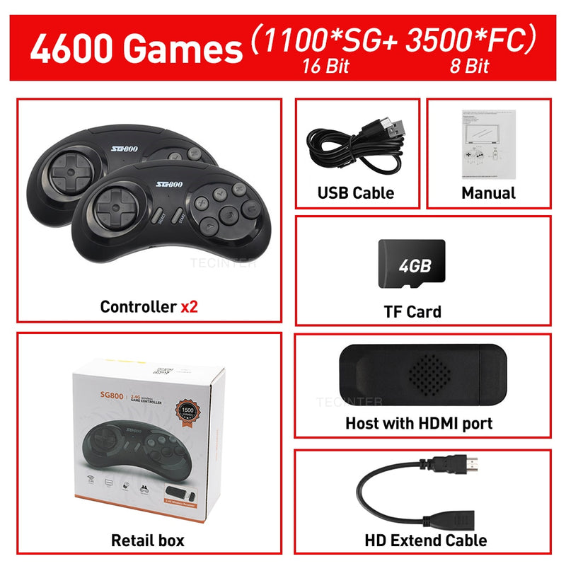 SF900 Video Game Console Hd TV Game Stick Wireless Controller Built in 5532 Games Handheld Game Player Gamepad For SNES For NES