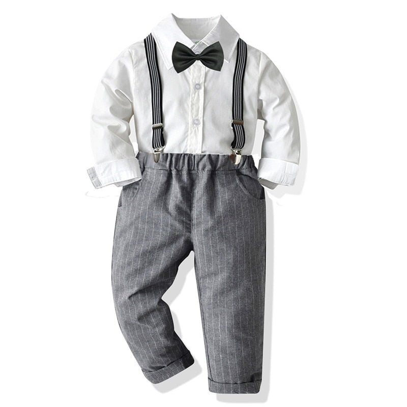 Ropa para niños Primavera Otoño Moda Traje de bebé Viento británico Trajes para niños Caballero Camisa de manga larga Chaleco Pantalones Niños Sui