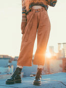 Vintage Pants Woman High Waist 2022 Autumn Ankle Length Pants Ladies Solid Streetwear Wide Leg Pants Loose Harem Pants For Women