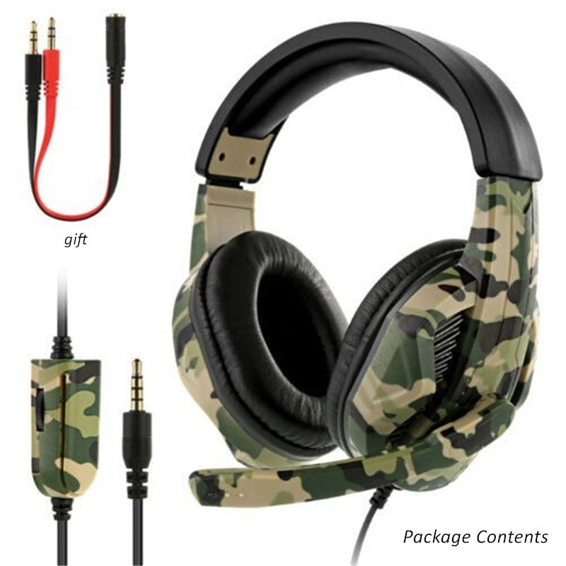 Shoumi Camouflage Gaming Headset Professional Gamer Stereo Nuevos auriculares montados en la cabeza Auriculares para computadora para PS4 PS3 Xbox Switch