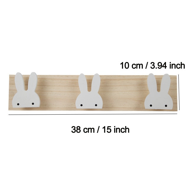 Kids Room Decorative Wooden Hooks White Bunny Dinosaur Natural Wood Hooks For Baby Boys Kids Nursery Room Storage Decoration