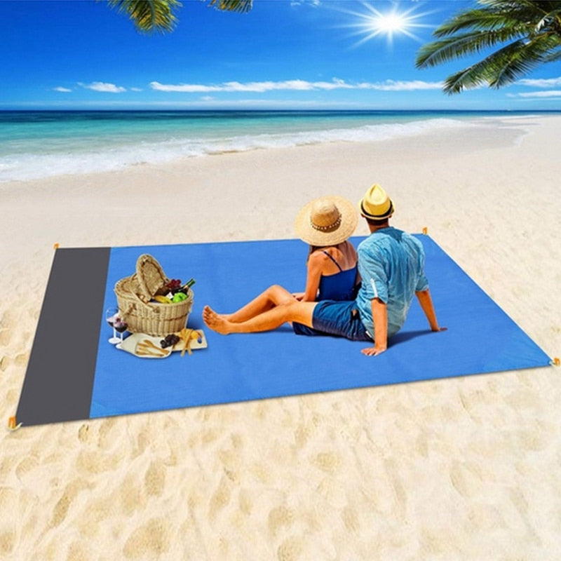 Manta de playa de bolsillo impermeable de 2x2,1 m, colchoneta plegable para acampar, colchoneta ligera portátil, colchoneta de Picnic al aire libre, colchoneta de playa de arena