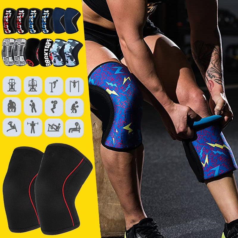 Mujeres Hombres Adolescentes 7mm Neopreno Deportes Rodilleras Compresión Levantamiento de pesas Presión Crossfit Entrenamiento Rodilleras Soporte Logotipo personalizado