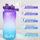 QuiFit 2L 64OZ Half Gallon Motivational Water Bottle With Time Marker Flip-Flop BPA Free Portable Sports Phone Stand GYM Jug
