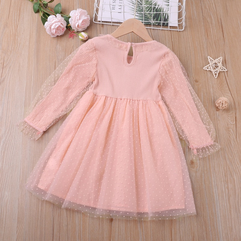 Vestido de humor oso para niñas, nuevo estilo universitario, vestido de manga larga con lazo para estudiantes de primavera y otoño, ropa para niños, vestidos de princesa