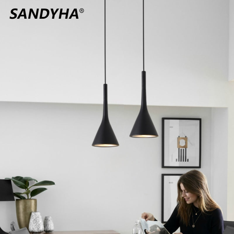 SANDYHA Nordic Modern Led Pendelleuchten Aluminium E27 Glühbirne Hängelampe Küchenarmaturen Schlafzimmer Beleuchtung Wohnkultur Kronleuchter