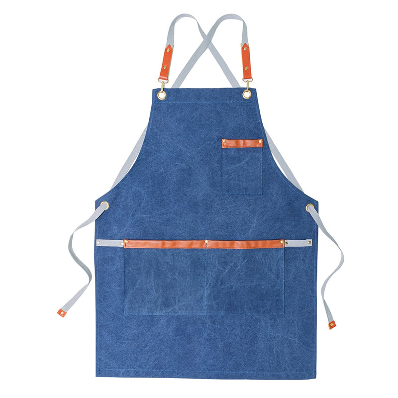 New Durable Goods Heavy Duty Unisex Canvas Work Apron with Tool Pockets Cross-Back Straps Adjustable For Woodworking Painting