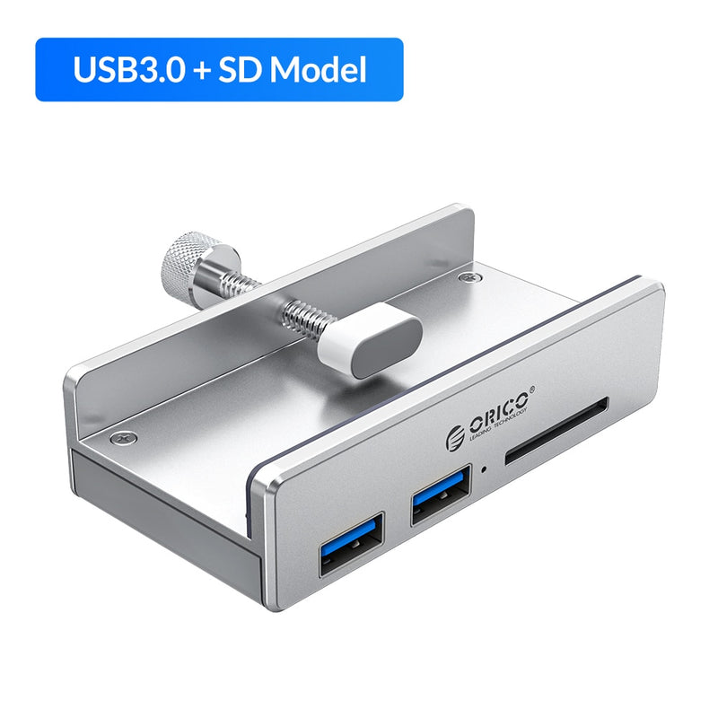 ORICO MH4PU Aluminum 4 Ports USB 3.0 Clip-type HUB For Desktop Laptop Clip Range 10-32mm With 150cm Date Cable - Silver