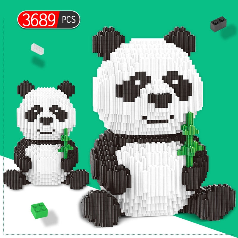 3689 Uds. DIY, Mini bloques de Panda ensamblables, juguetes educativos de animales para niños, modelo de bloques de construcción, ladrillos