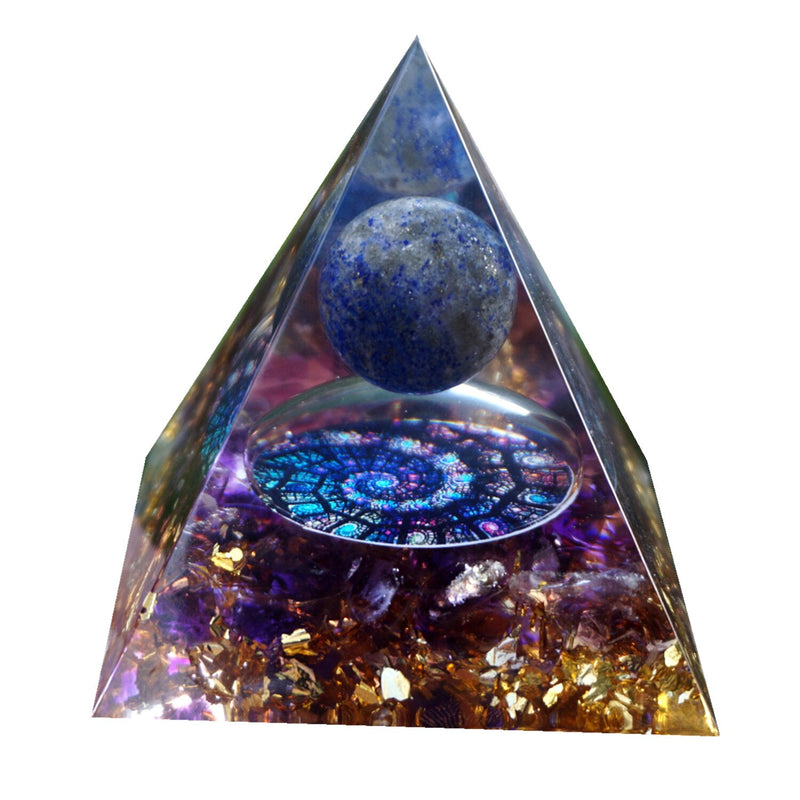 HANDMADE LAPIS LAZULI SPHERE AMETHYST ORGONE PYRAMID CRYSTAL HEALING REIKI ENERGY ORGONITE PYRAMIDE