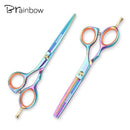 Brainbow 2pcs / Set 5.5' Multi-Color Haarschere Rechtshänder Effilierschere Friseurschere Pro Salon Haarstyling-Werkzeuge