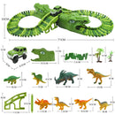 153 Uds dinosaurio eléctrico Rail Car Track Racing Toy Set Bend Flexible Race Track Flash Light Car juguetes educativos para niños regalo
