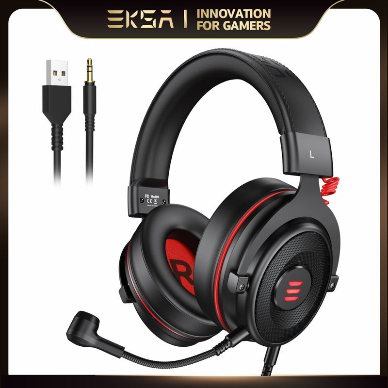 EKSA Gaming Headset Gamer E900/E900 Pro 7.1 Surround kabelgebundene Gaming-Kopfhörer mit Mikrofon für PC/PS4/PS5/Xbox One/Switch