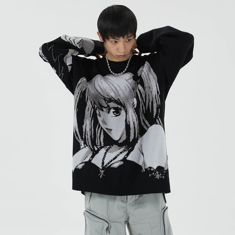 Kawaii Cartoon Misa Cosplay Japanese Sweatshirt Gothic Anime Sweater Male Streetwear Winter Clothes for Men 2022 Pullover Top