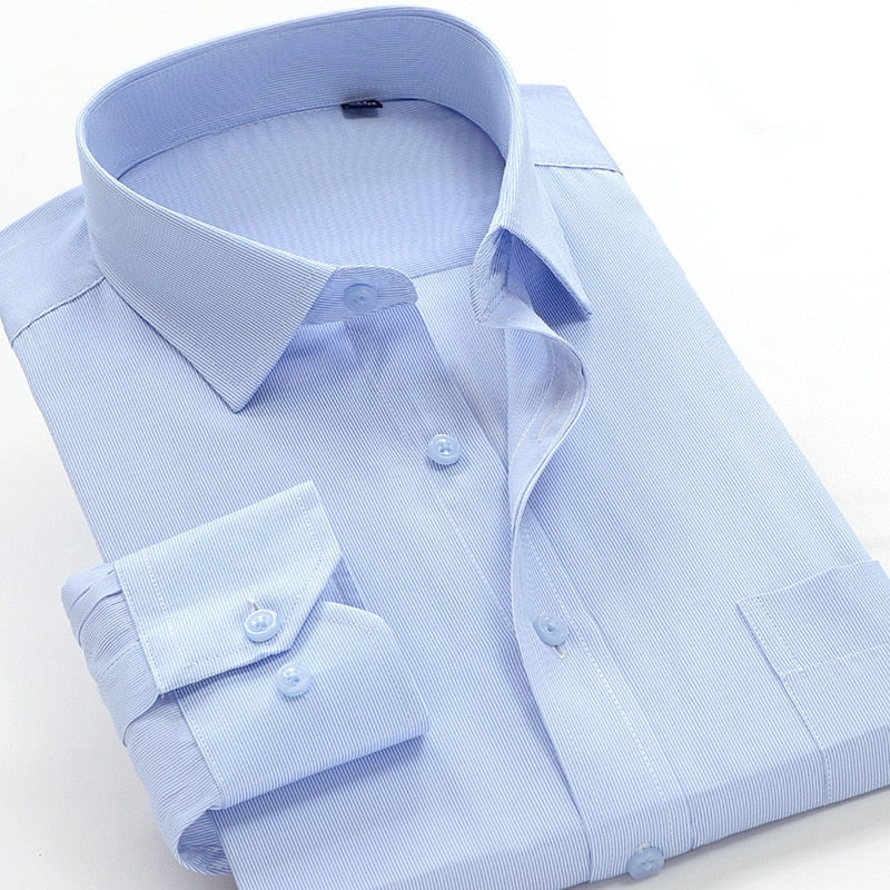 SHAN BAO, camisa de manga larga informal de negocios a rayas clásica para hombre, ropa de marca, camisa holgada elegante para fiesta de boda para caballero