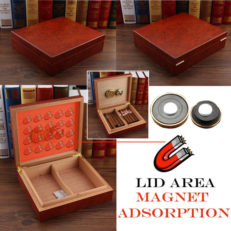 Reisehumidor aus Zedernholz, tragbares Zigarrenetui mit Hygrometer, Luftbefeuchter, Zigarren-Humidorbox für Zigarren