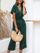 Women Polka Dot Jumpsuit High Waist Rompers Boho Yellow Spaghetti Strap Wide Leg Pant One Piece Overalls Female Summer Jumpsuits